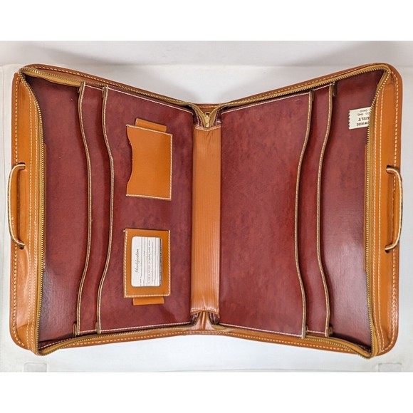 Vintage Hugo Bosca Built Cowhide Zip Briefcase Attaché Case Brown Leather 16x11 - Picture 5 of 16